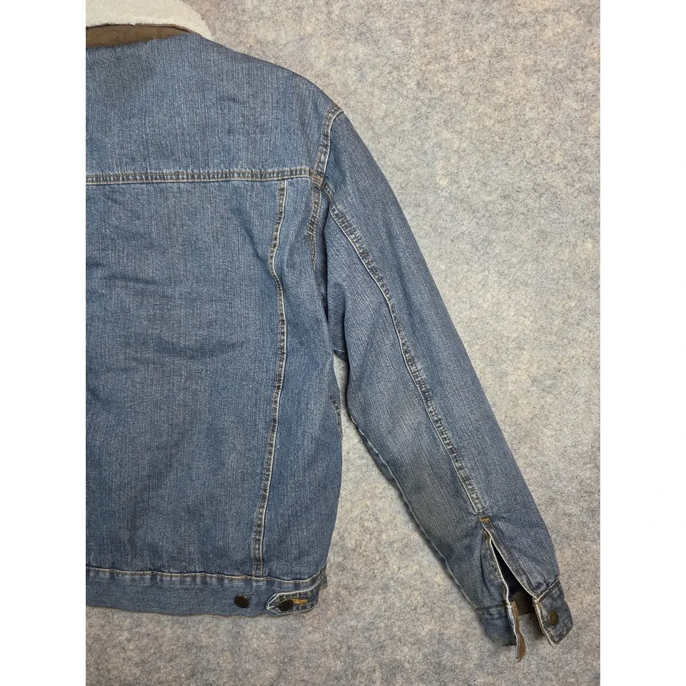 Wrangler Mens Sherpa Lined Denim Jacket Blue Western Trucker Jacket Size Small